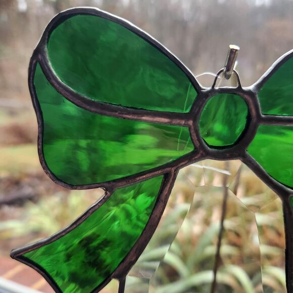 Stained Glass Christmas Sun Catchers Window Ornament Set of 3 Tree Bell Present - Picture 9 of 15